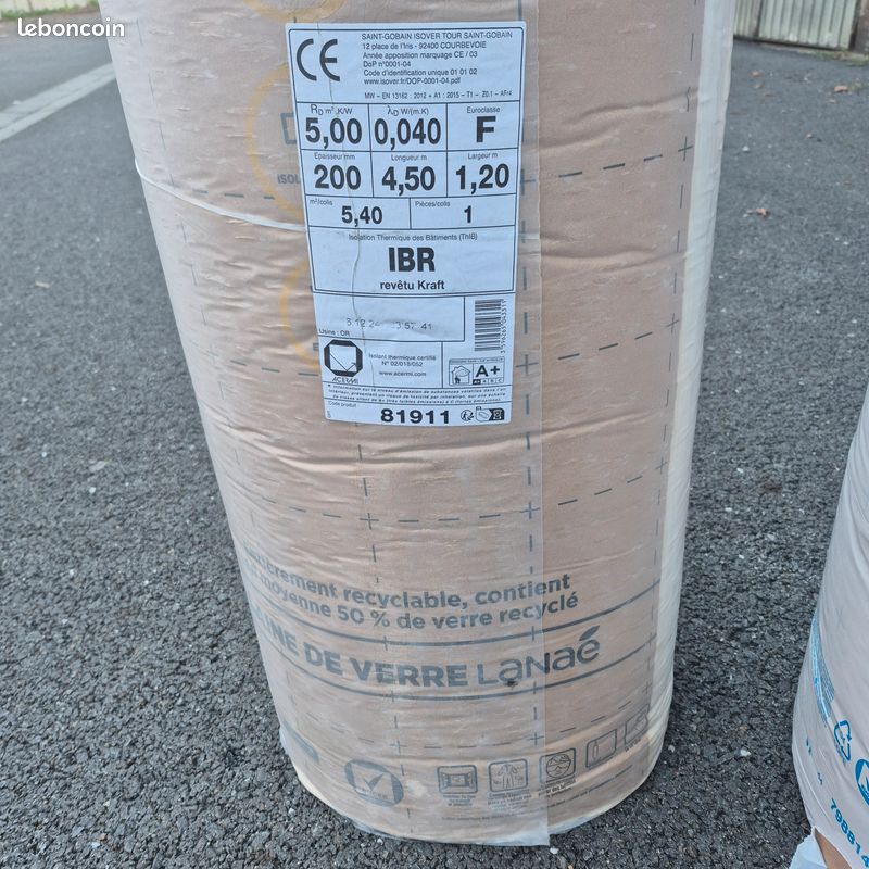 Laine de verre en 300mm et 200mm à déroulet sur plafonds (image 2)