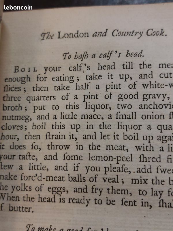 London and Country Cook 1749 (ancien livre de cuisine) (image 8)