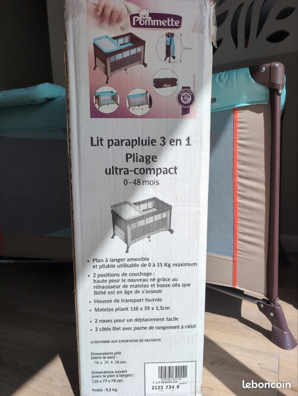 Lit parapluie 3 en 1 ultra compact TBE (image 4)