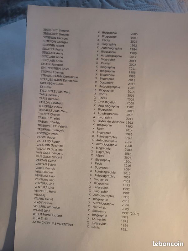 10 livres autobiographiques a choisir sur liste jointe (image 1)
