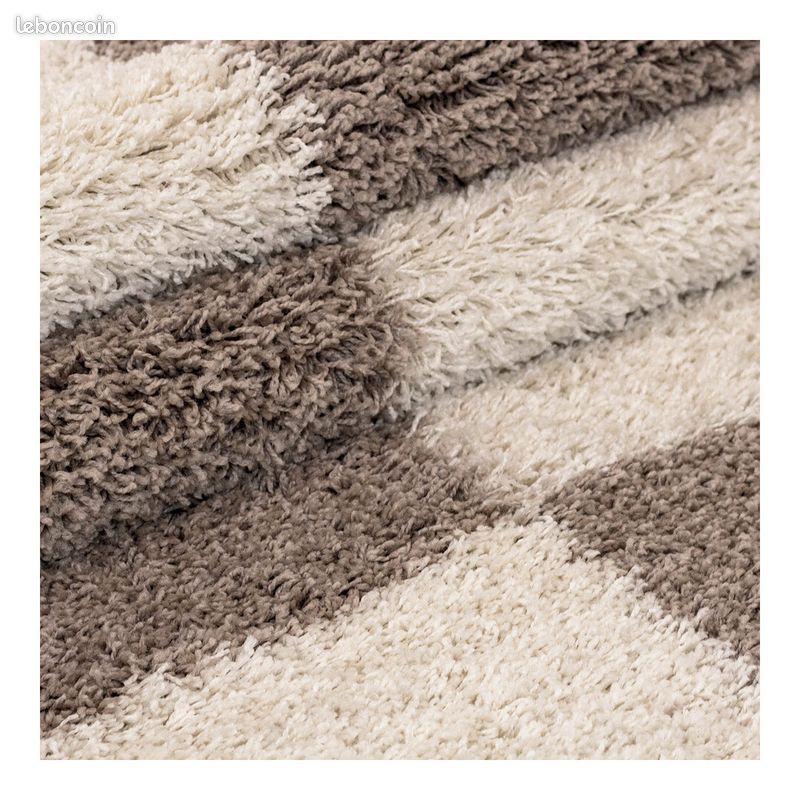 Tapis shaggy design rectangle géométrique Oficio Beige 60x110 (image 4)