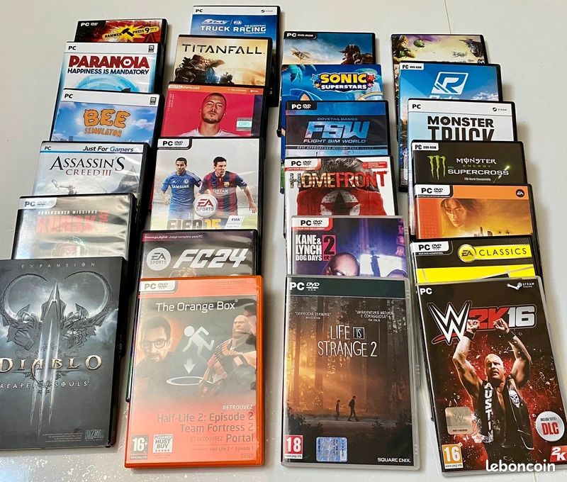 Lot de 25x boites jeu PC (sans jeu) pour collectionneurs ou déco (image 1)