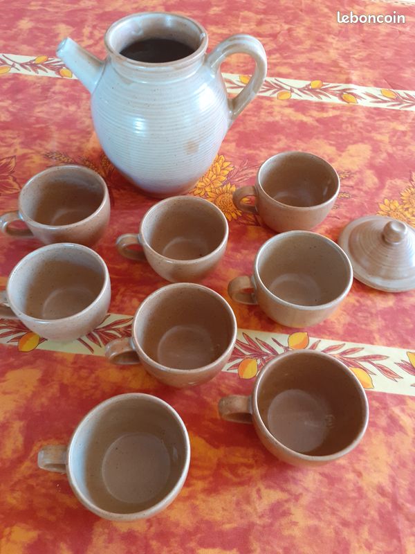 SERVICE A CAFE 18 pièces GRES VILLAGE tasses et cafetière (image 6)