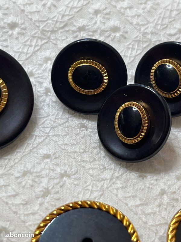 Lot De 5 Boutons Vintage Noirs Style Brandebourg - 3,2 Cm Sur 1,4 Cm - Réf. 5873, Origine France