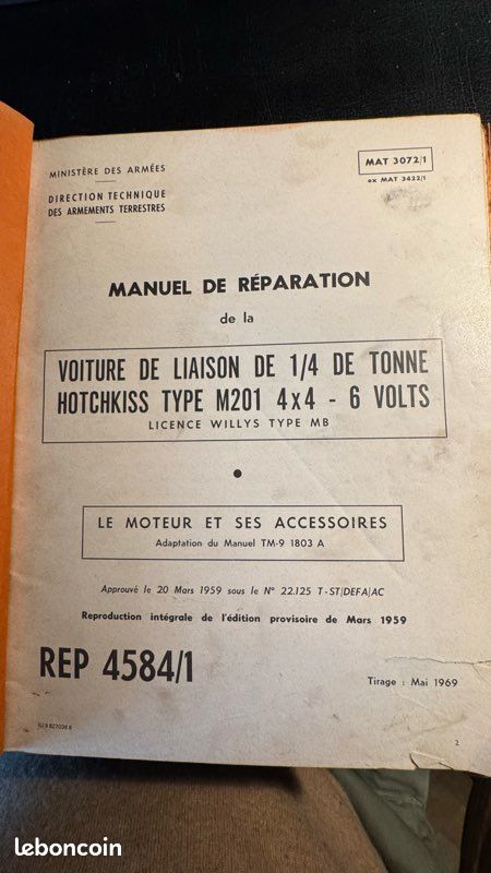 MANUEL DE RÉPARATION HOTCHKISS 6 volt (image 1)