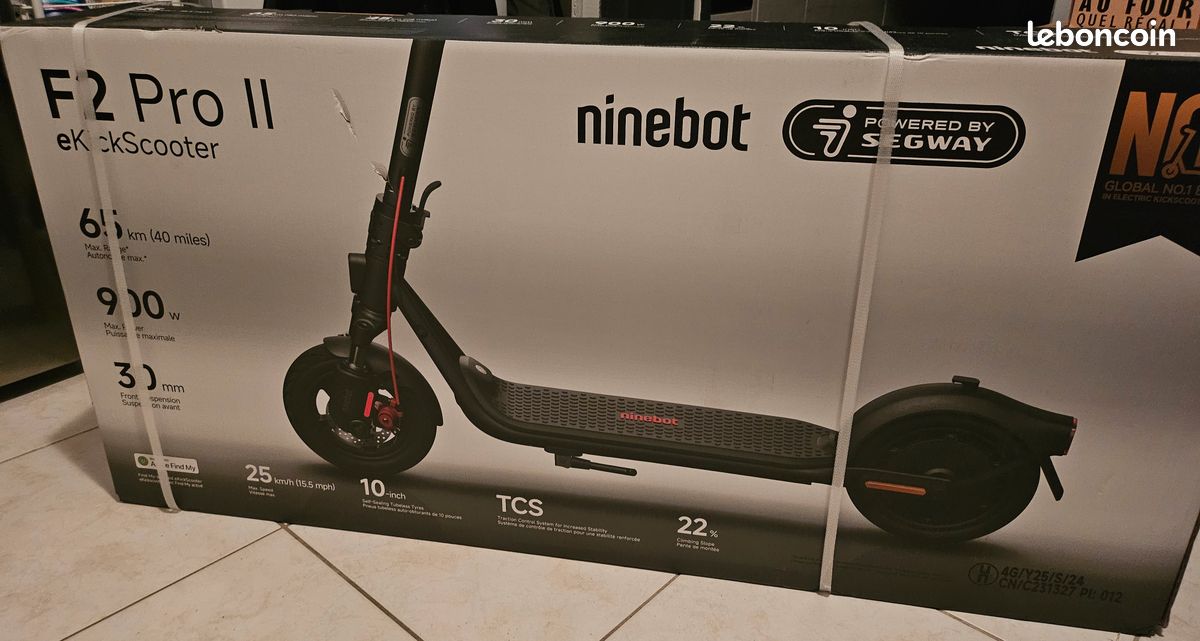 Segway-Ninebot F2 Pro E II – Trottinette électrique 25 Km/h, Autonomie 65 Km – Freinage Double – Confort Et Sécurité