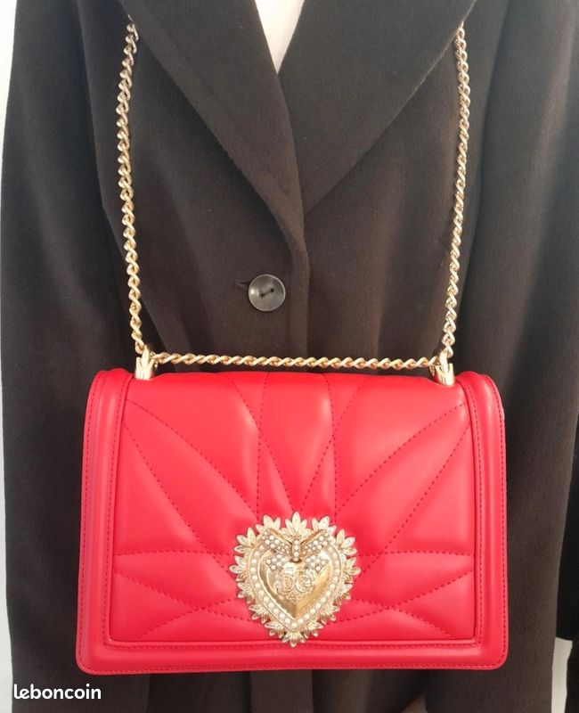 Sac à Main Dolce & Gabbana Vintage En Cuir Bordeaux - Taille Moyenne - Occasion Très Bon état
