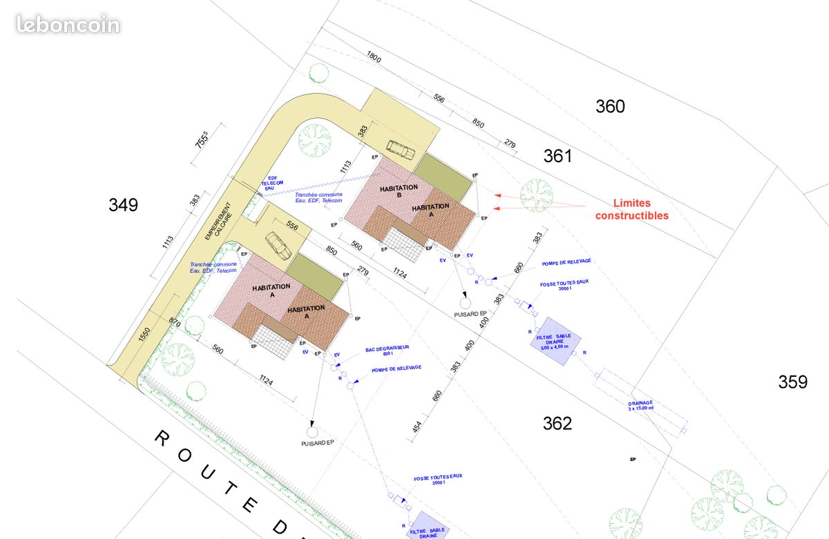Terrain avec permis de construire 2 villas · à Campsegret · 139 000 €