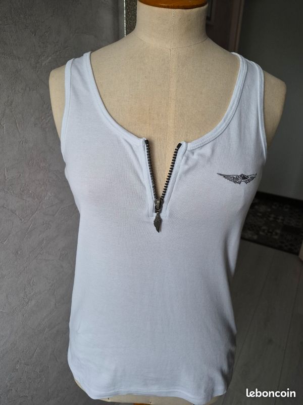 Débardeur Blanc Femme Taille M - 100% Coton, Neuf Avec étiquettes, Coupe Regular