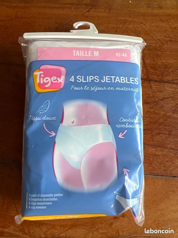 4 Slips jetables pour les séjour en maternité Blanc - TIGEX Taille taille L