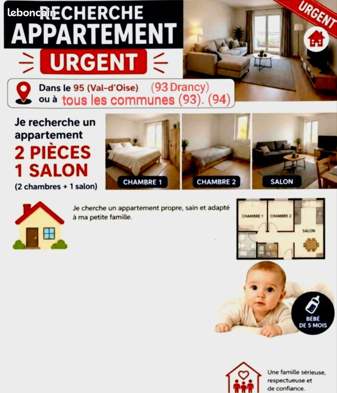 Appartement 3 pièces 50 m² · à Drancy · 50 m² · 950 €/mois