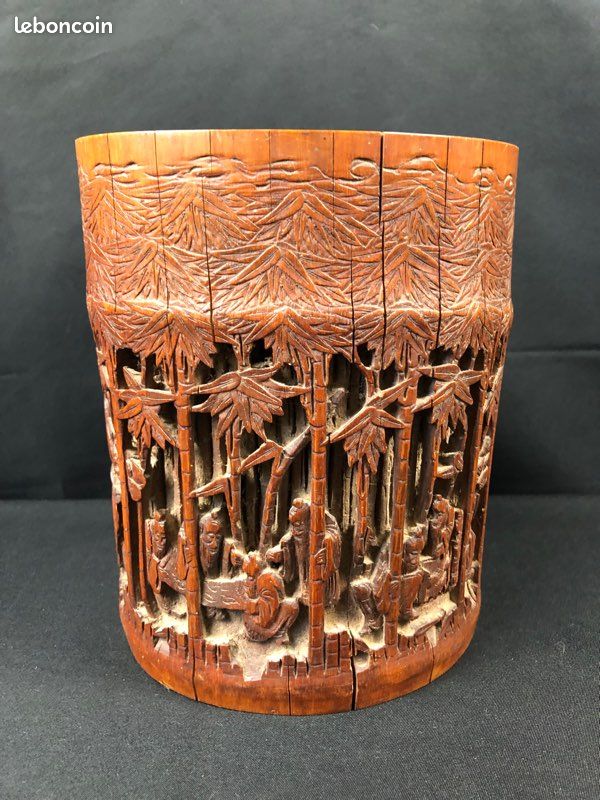 Pot à pinceaux bambou (Bitong) asiatique Chine (image 1)