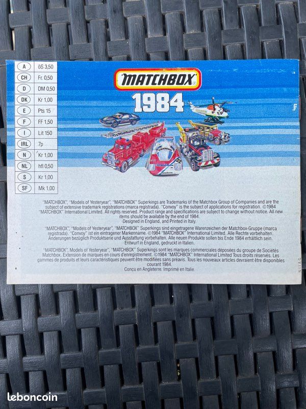 Catalogue Matchbox Vintage 1984 - Occasion - Pour Collectionneurs De Miniatures