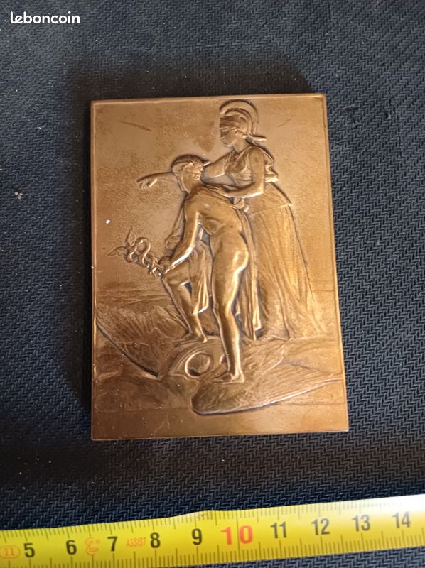 Médaille Bronze Originale - Femme Et Boeufs à La Charrue - 1936 - Art Français PILLET