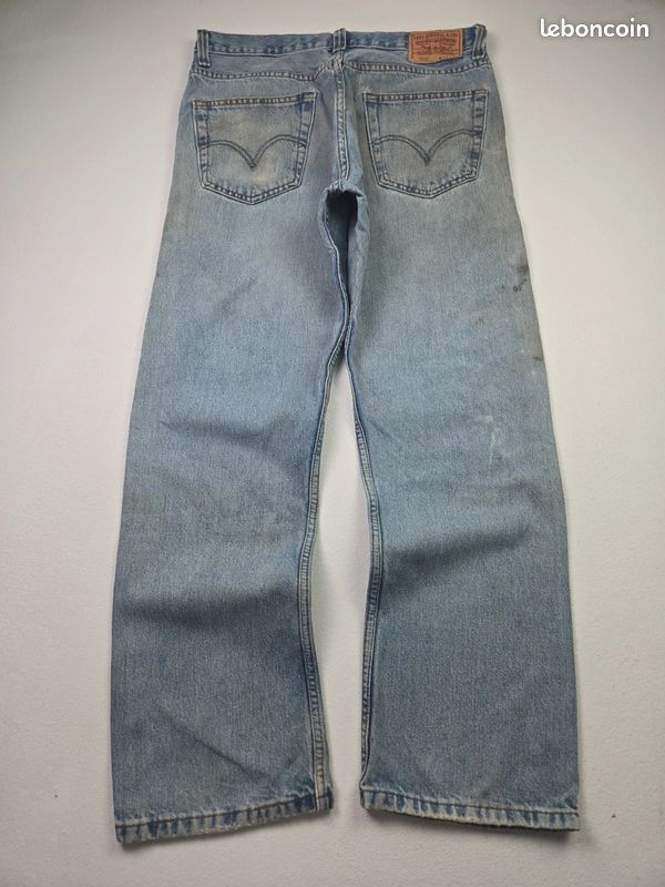 Jean Levi's 505 bleu taille W34 coupe droite vintage dirty thrashed (T287) (image 2)