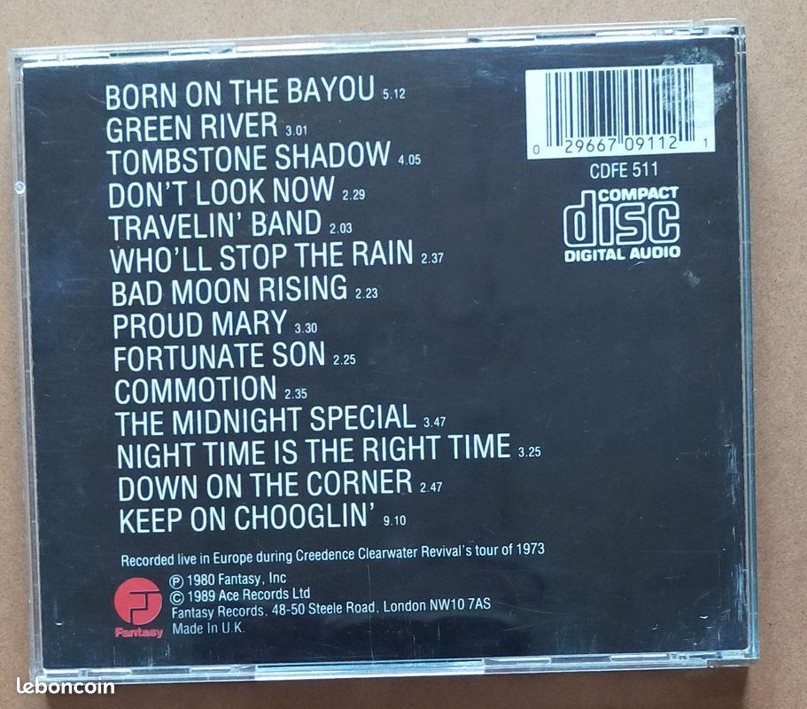Creedence Clearwater Revival CD The Concert (1980 / Réédition 1989) (image 2)