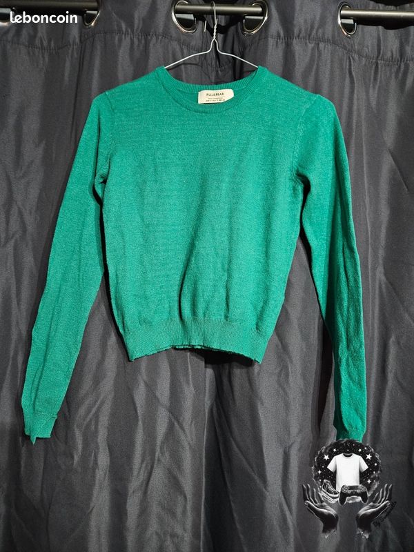 Sweat vert anis à capuche Pull & Bear XL - FLO83 - Vêtements