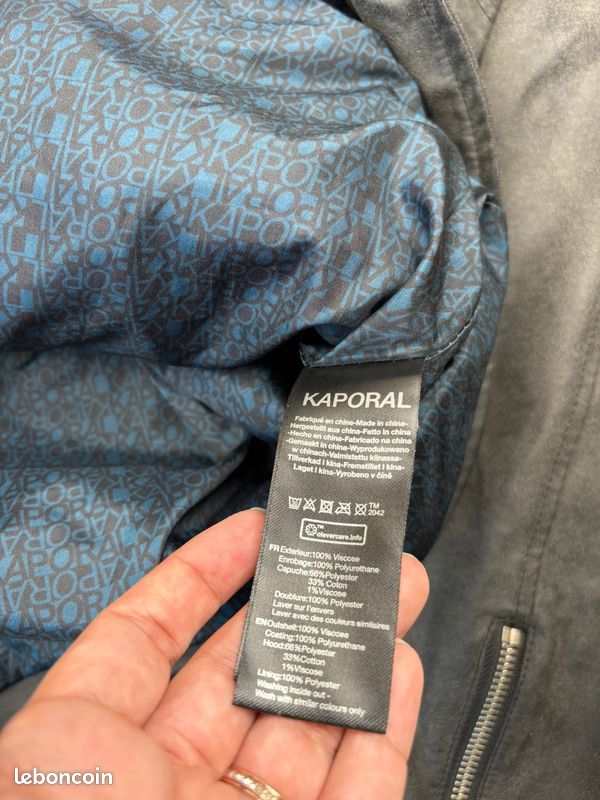 Blouson motard gris Kaporal taille L veste simili cuir et capuche amovible homme style (image 8)