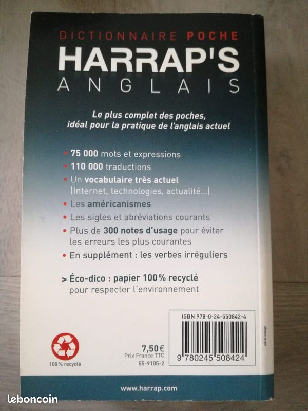 LIVRE Dictionnaire de poche HARRAP'S ANGLAIS (image 2)