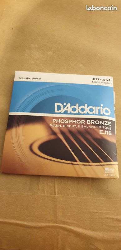 Jeu Cordes Guitare Acoustique D'ADDARIO EJ16 (.012-.053) NEUVES (image 1)