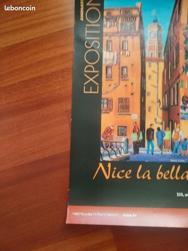 Affiche « Nice la bella » d’Alexis Lusso, exposition Animation & Loisirs, Nice, 2009. Bon état. Dimensions 42 × 30 cm. Belle affiche colorée, idéale décoration ou collection (image 5)