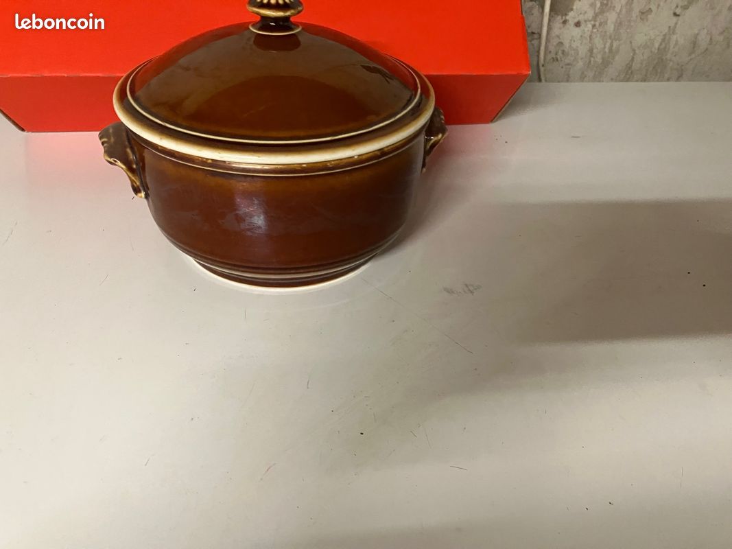 Petite soupière cocotte en grès vernissé vintage 16 cms (image 2)