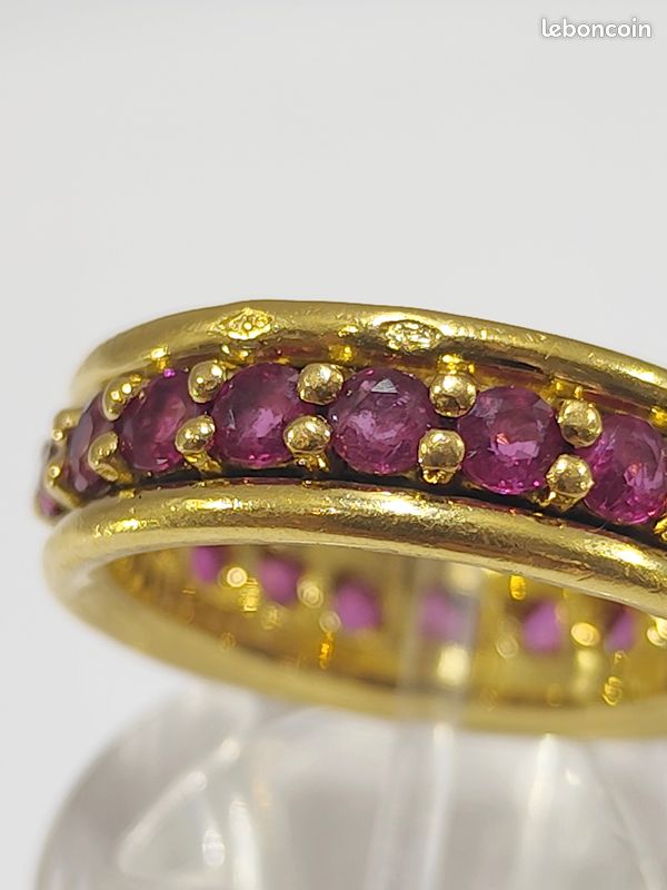 Bague tour complet 20 rubis, Or 18ct, 18k, Création unique