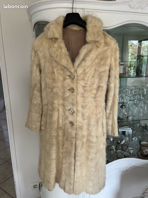 Veste fourrure beige véritable (image 1)