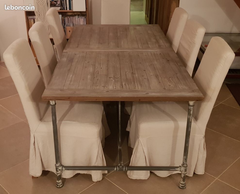 Table type industriel (bois et métal): (image 1)