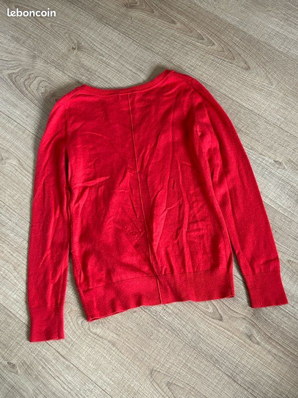 Pull rouge orangé avec col en V GAP taille S état satisfaisant (bouloches) (image 12)