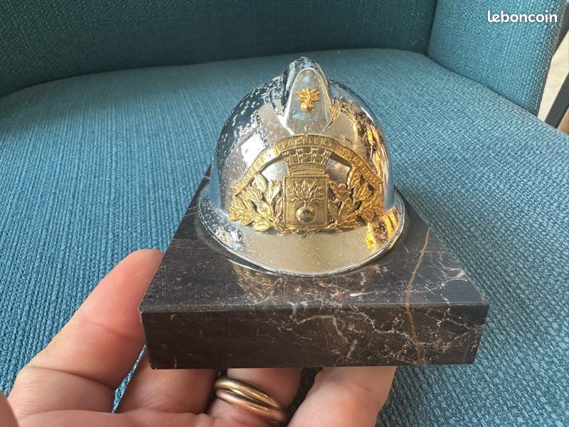 Presse-papier Vintage – Mini Casque De Pompier, Métal, 1933