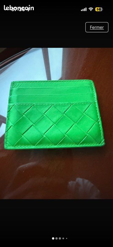 Porte-cartes Bottega Veneta vert très bon état avec étui et boîte (image 2)