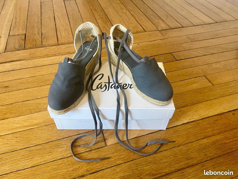 Espadrilles compensées Castaner 39 gris bleu Chaussures