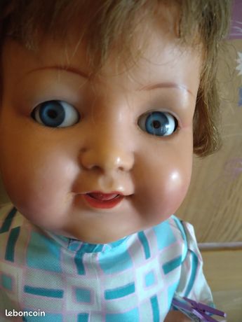 Ancienne poupee Coline Parisette petitcollin yeux verre riboulants 60 Cm