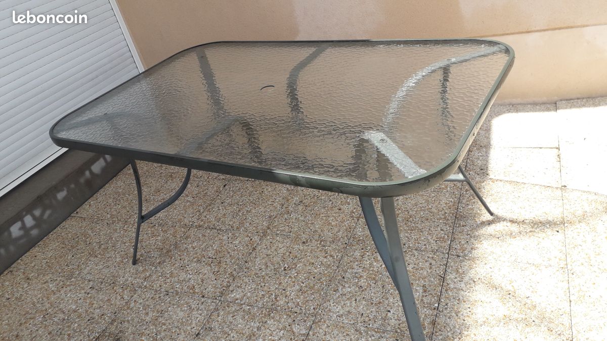 Table aluminium et verre trempe (image 4)