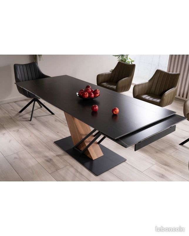 Pack Prestige : Table Céramique Extensible 160(220) x 90 cm GENESE + 6 Chaises ALAN pour 1 de plus (image 3)