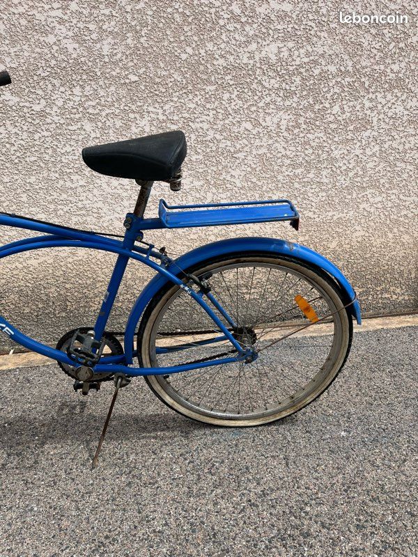Siège De Vélo Vintage TROXEL Bleu & Blanc - États-Unis - Tel Quel, Non Testé - Occasion Avec Usure
