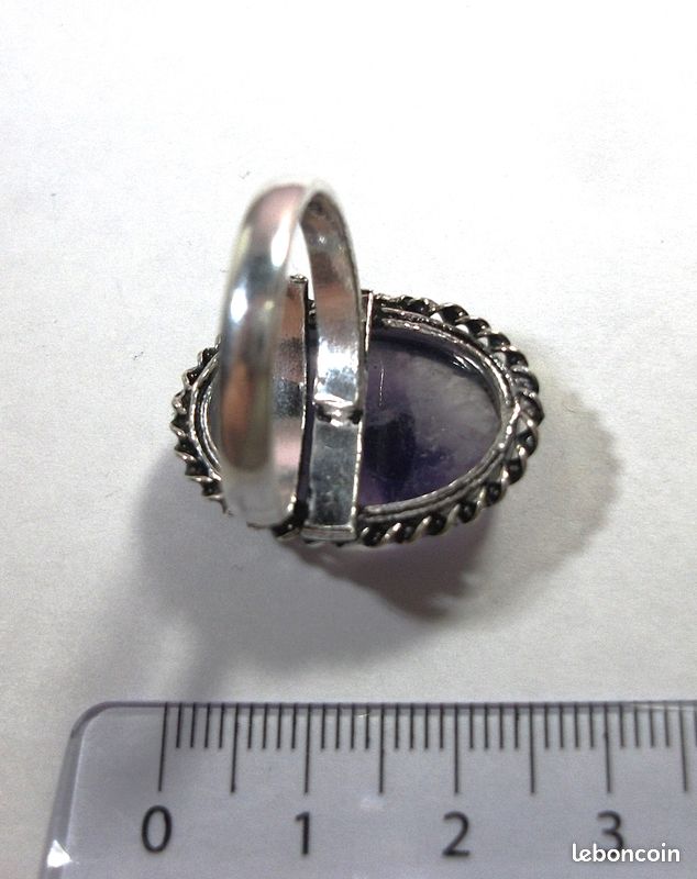 Bague améthyste plaqué argent 925 (image 11)