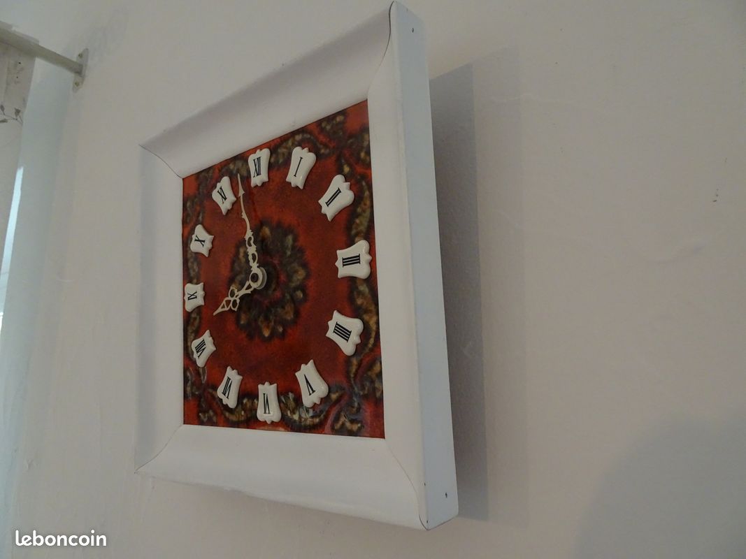Horloge Murale Ancienne Allemande Diehl - Céramique - Milieu Du Siècle (années 60) - Originale