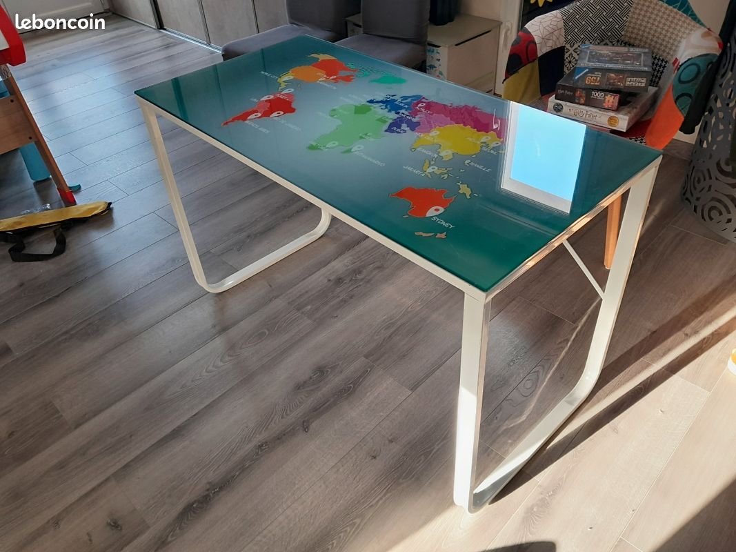Bureau verre acier 120x60 (image 4)