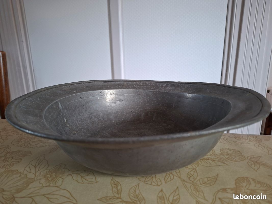 Bassine étain vintage diamètre 36cm (image 1)