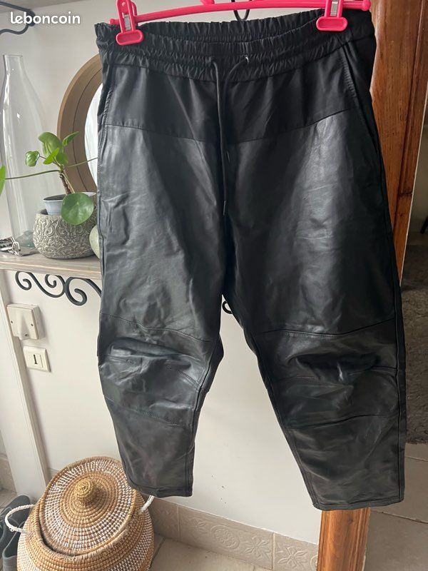 Pantalon De Survêtement En Cuir Noir Alexander Wang X H&M - Taille 6 (M) - Occasion Très Bon état - Fermeture Par Pression