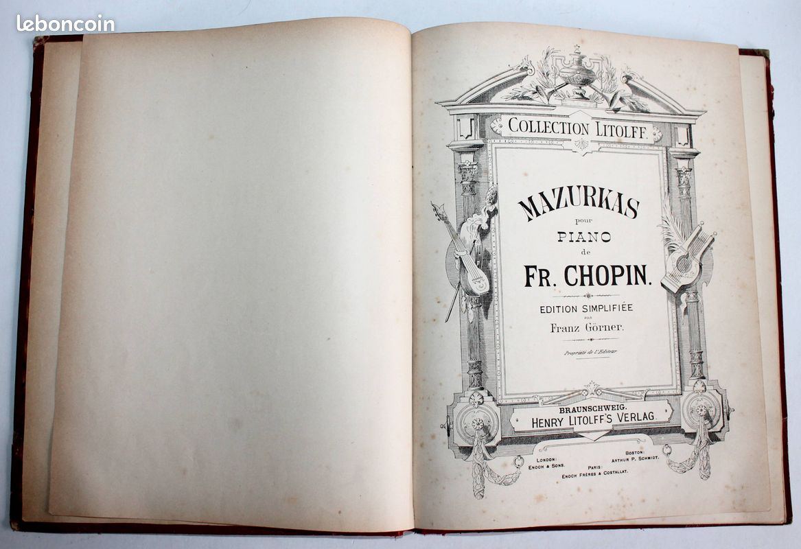 MAZURKAS POUR PIANO de CHOPIN + GAVOTTES CELEBRES, COLLECTION LITOLFF, PARTITION / ANCIEN LIVRE (image 2)