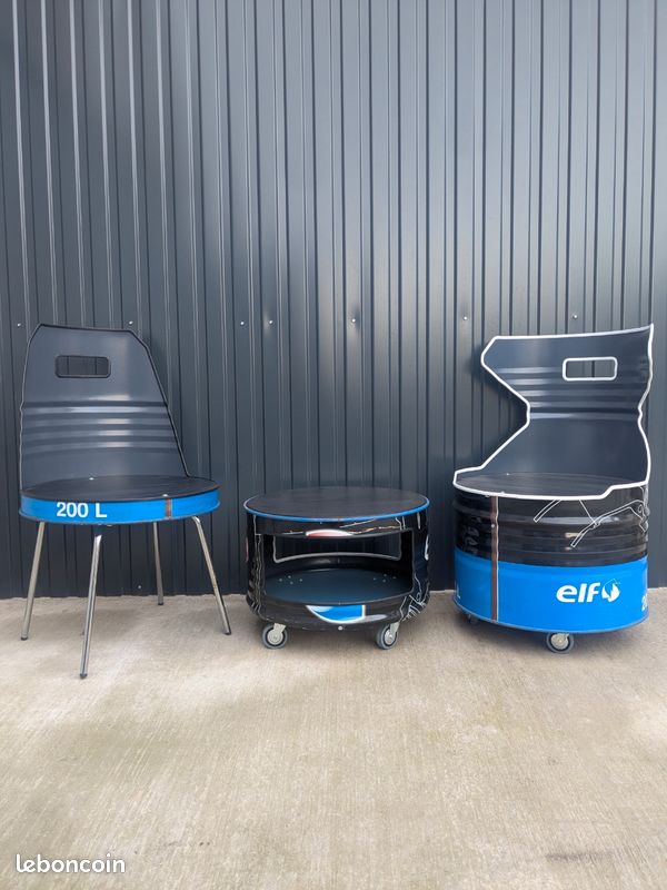 Ensemble Sièges + Table basse / Fut métal ELF compétition noir et bleu / Sport Mécanique (image 4)
