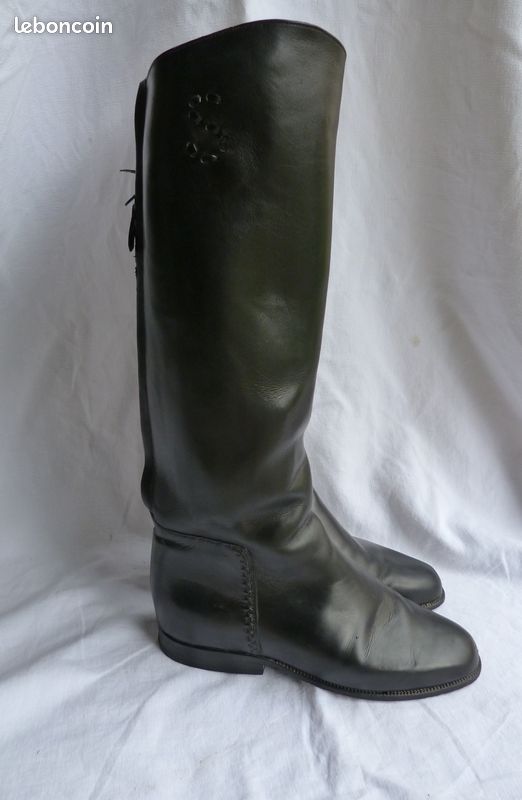 Bottes D'équitation Vintage - Cuir Marron Avec Inserts Cuir Et étui