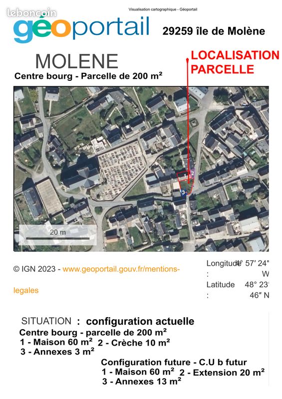 Maison 3 pièces 60 m² · à Île-Molène · 60 m² · 175 000 €