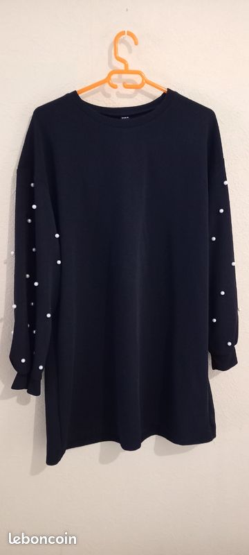 Robe noir perle blanche t 44 (image 1)