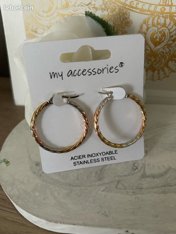 Lysjoy Boucles D'oreilles Femme, 3 Paires Creoles Acier