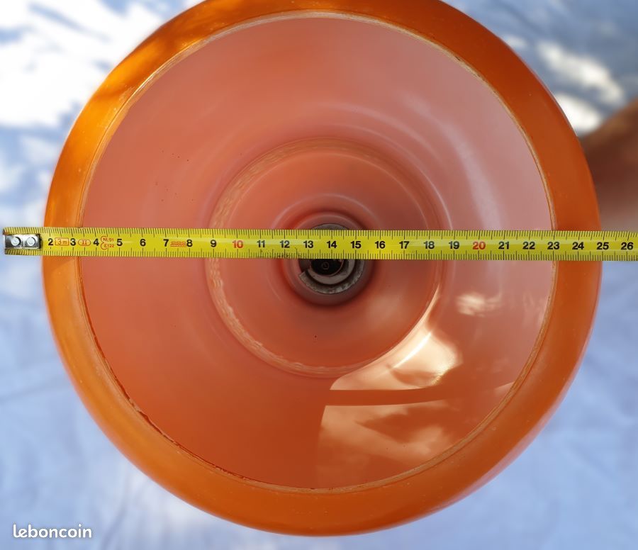Suspension vintage année 70 - Verre opalin orange (image 7)