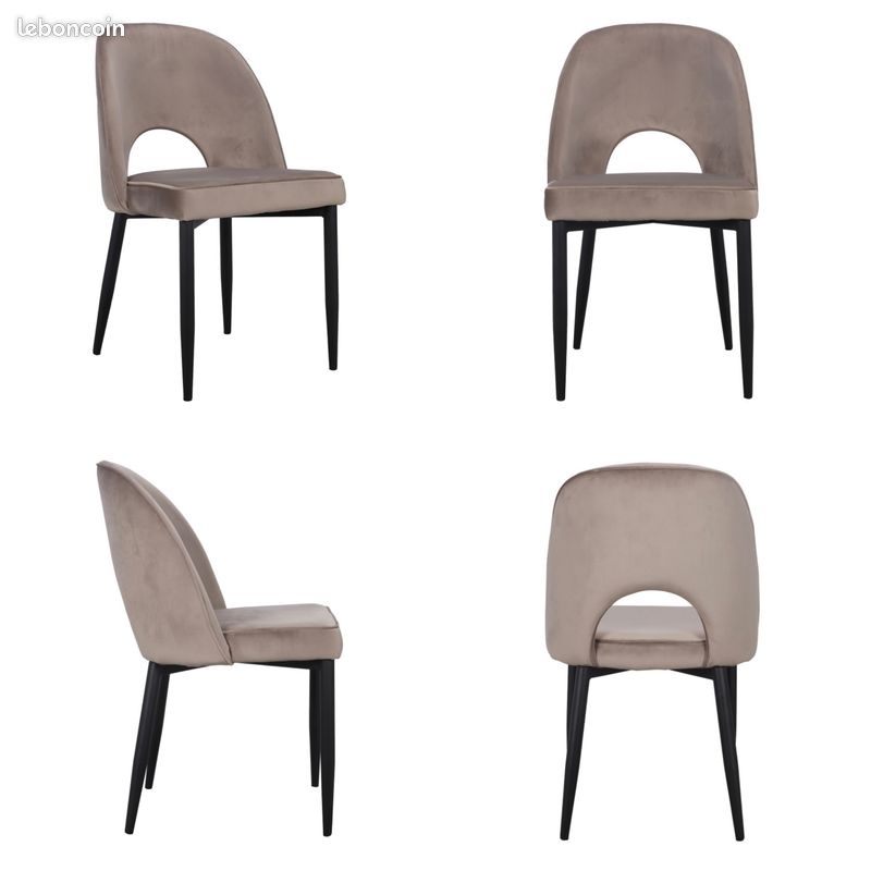 4 Chaises Velours beige Haute qualité Neuve (image 1)